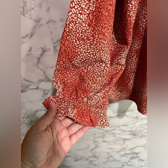 Jessica Simpson Women's Long Sleeve V-Neck Blouse Orange Size L $60 - Picture 6 of 9